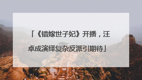 《错嫁世子妃》开播，汪卓成演绎复杂反派引期待