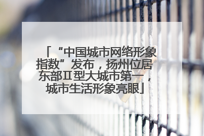 “中国城市网络形象指数”发布，扬州位居东部Ⅱ型大城市第一，城市生活形象亮眼