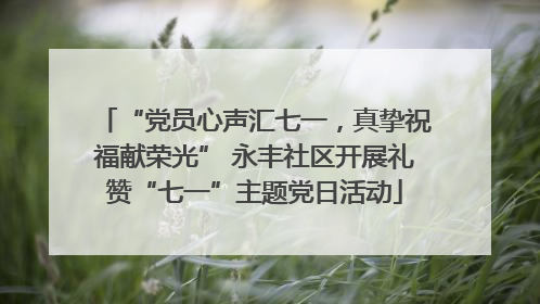 “党员心声汇七一，真挚祝福献荣光” 永丰社区开展礼赞“七一”主题党日活动