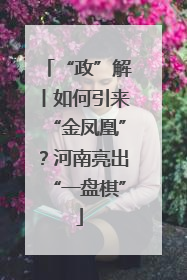 “政”解丨如何引来“金凤凰”？河南亮出“一盘棋”