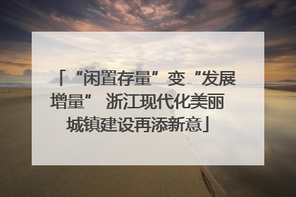 “闲置存量”变“发展增量” 浙江现代化美丽城镇建设再添新意