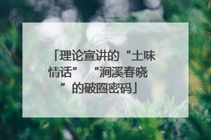 理论宣讲的“土味情话” “涧溪春晓”的破圈密码