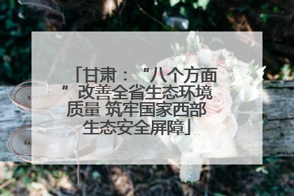 甘肃：“八个方面”改善全省生态环境质量 筑牢国家西部生态安全屏障
