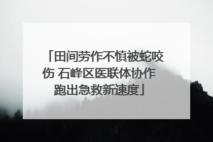 田间劳作不慎被蛇咬伤 石峰区医联体协作跑出急救新速度