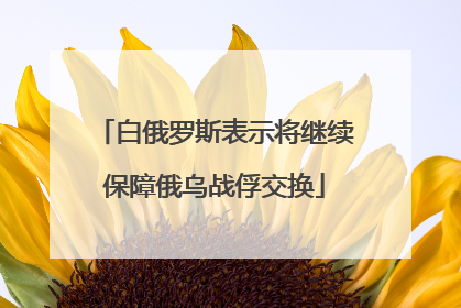 白俄罗斯表示将继续保障俄乌战俘交换