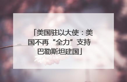 美国驻以大使：美国不再“全力”支持巴勒斯坦建国