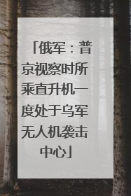 俄军：普京视察时所乘直升机一度处于乌军无人机袭击中心