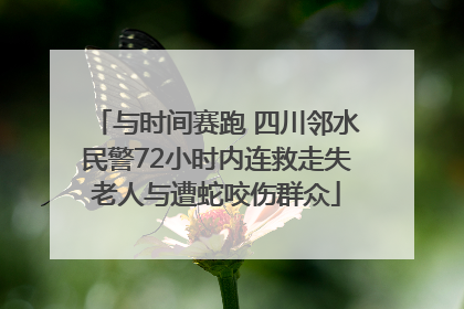 与时间赛跑 四川邻水民警72小时内连救走失老人与遭蛇咬伤群众