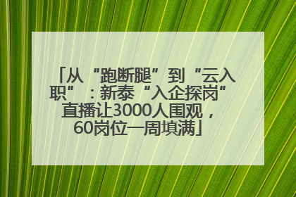 从“跑断腿”到“云入职”：新泰“入企探岗”直播让3000人围观，60岗位一周填满