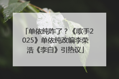 单依纯咋了？《歌手2025》单依纯改编李荣浩《李白》引热议