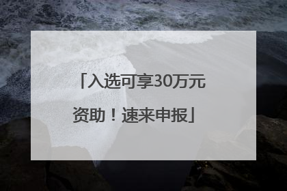 入选可享30万元资助！速来申报