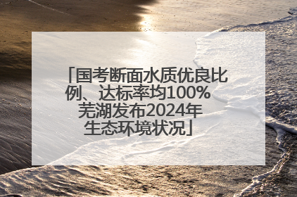 国考断面水质优良比例、达标率均100% 芜湖发布2024年生态环境状况