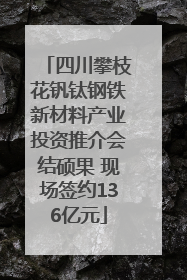 四川攀枝花钒钛钢铁新材料产业投资推介会结硕果 现场签约136亿元