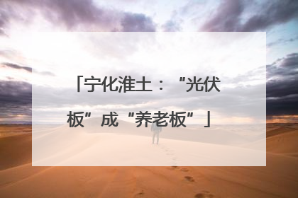 宁化淮土：“光伏板”成“养老板”