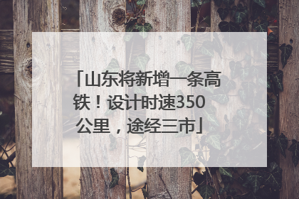 山东将新增一条高铁！设计时速350公里，途经三市