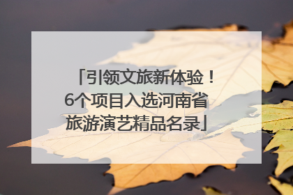 引领文旅新体验！6个项目入选河南省旅游演艺精品名录