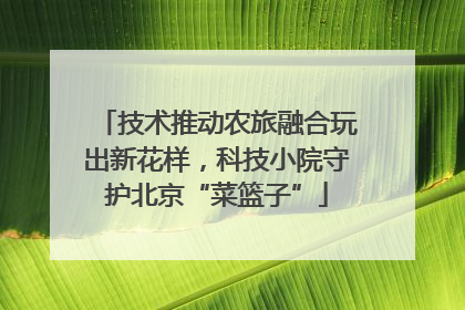 技术推动农旅融合玩出新花样，科技小院守护北京“菜篮子”