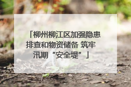 柳州柳江区加强隐患排查和物资储备 筑牢汛期“安全堤”