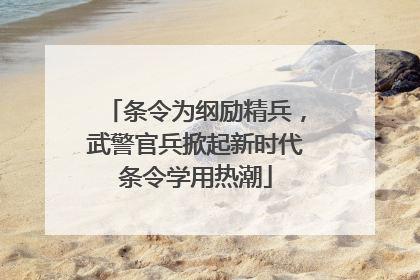 条令为纲励精兵，武警官兵掀起新时代条令学用热潮