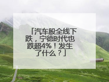 汽车股全线下跌，宁德时代也跌超4%！发生了什么？