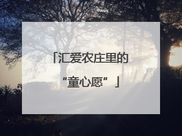 汇爱农庄里的“童心愿”
