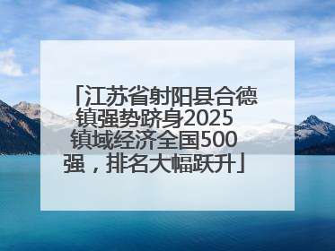 江苏省射阳县合德镇强势跻身2025镇域经济全国500强，排名大幅跃升