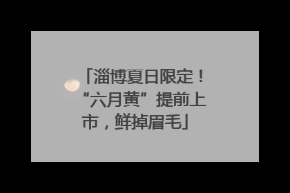 淄博夏日限定！“六月黄”提前上市，鲜掉眉毛