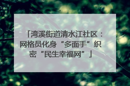 湾溪街道清水江社区：网格员化身“多面手”织密“民生幸福网”