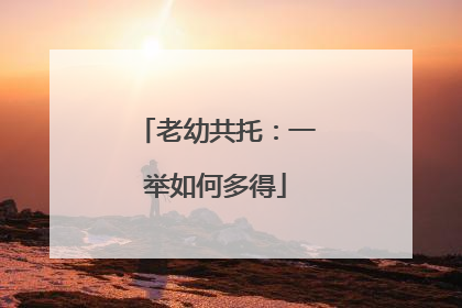 老幼共托：一举如何多得