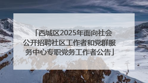 西城区2025年面向社会公开招聘社区工作者和党群服务中心专职党务工作者公告