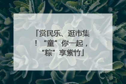 赏民乐、逛市集！“童”你一起，“粽”享紫竹