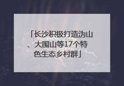 长沙积极打造沩山、大围山等17个特色生态乡村群