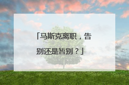马斯克离职，告别还是暂别？