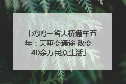 鸡鸣三省大桥通车五年：天堑变通途 改变40余万民众生活