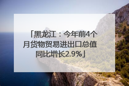 黑龙江：今年前4个月货物贸易进出口总值同比增长2.9%