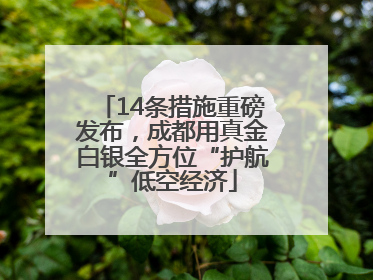 14条措施重磅发布，成都用真金白银全方位“护航”低空经济